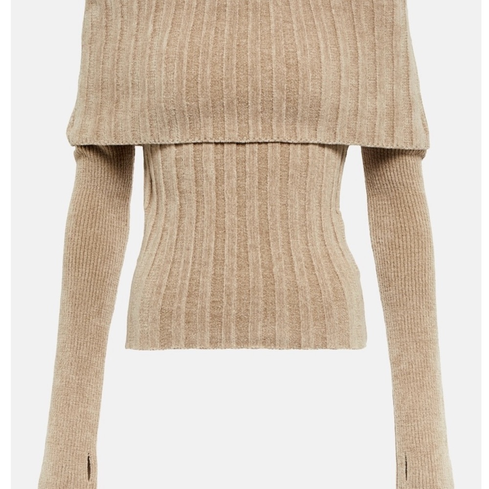 Jacquemus Duci rib-knit off the shoulder sweater